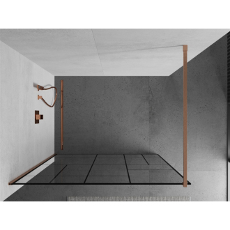 Mexen Kioto Walk-in sprchová stena 70x200, čierny vzor, kefa. meď 800-070-101-65-78