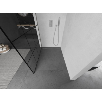 Mexen Kioto Walk-in sprchová stena 140x200, čierny vzor, brúsený nikel 800-140-101-97-77