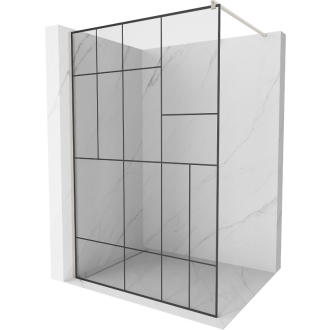 Mexen Kioto Walk-in sprchová stena 130x200, čierny vzor, brúsený nikel 800-130-101-97-78