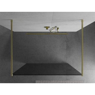 Mexen Kyoto voľne stojaca sprchová stena 100 x 200 cm, grafit 8 mm, brúsené zlato - 800-100-002-55-40