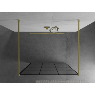 Mexen Kyoto voľne stojaca sprchová stena 120 x 200 cm, čierny vzor 8 mm, brúsené zlato - 800-120-002-55-77