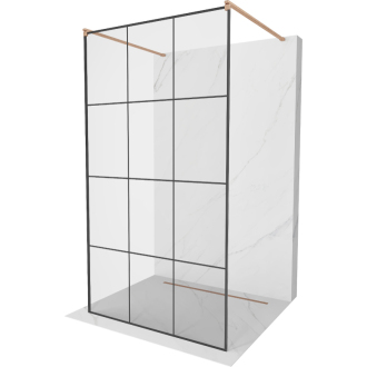 Mexen Kyoto voľne stojaca sprchová stena 120 x 200 cm, čierny vzor 8 mm, kartáčovaná meď - 800-120-002-65-77