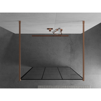 Mexen Kyoto voľne stojaca sprchová stena 120 x 200 cm, čierny vzor 8 mm, kartáčovaná meď - 800-120-002-65-77
