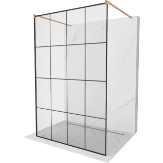 Mexen Kyoto voľne stojaca sprchová stena 130 x 200 cm, čierny vzor 8 mm, kartáčovaná meď - 800-130-002-65-77