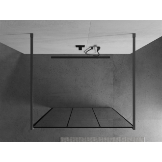 Mexen Kyoto voľne stojaca sprchová stena 110 x 200 cm, čierny vzor 8 mm, pištoľová šedá kartáčovaná - 800-110-002-66-77