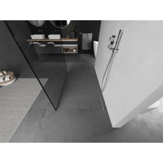 Mexen Kyoto voľne stojaca sprchová stena 150 x 200 cm, čierny vzor 8 mm, kartáčovaný nikel - 800-150-002-97-70