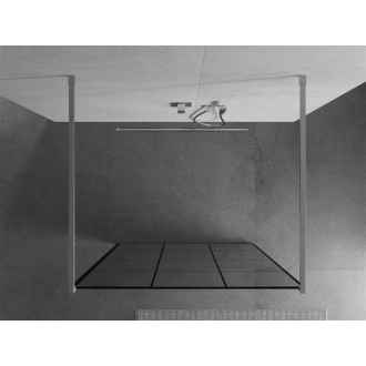 Mexen Kyoto voľne stojaca sprchová stena 120 x 200 cm, čierny vzor 8 mm, brúsený nikel - 800-120-002-97-77