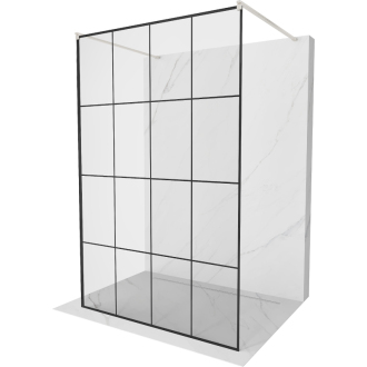 Mexen Kyoto voľne stojaca sprchová stena 150 x 200 cm, čierny vzor 8 mm, brúsený nikel - 800-150-002-97-77