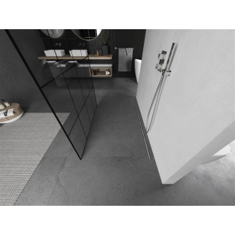 Mexen Kyoto voľne stojaca sprchová stena 150 x 200 cm, čierny vzor 8 mm, brúsený nikel - 800-150-002-97-77