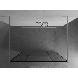 Mexen Kyoto voľne stojaca sprchová stena 150 x 200 cm, čierny vzor 8 mm, brúsený nikel - 800-150-002-97-77