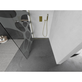 Mexen Kioto Walk-in sprchová stena 80x200, biely vzor, brúsené zlato 800-080-101-55-97