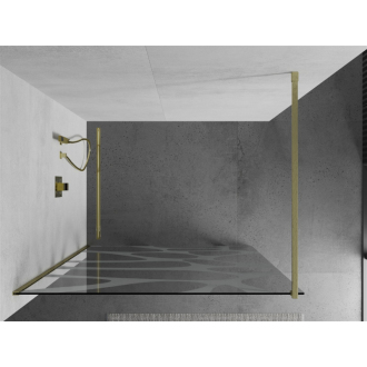 Mexen Kioto Walk-in sprchová stena 80x200, biely vzor, brúsené zlato 800-080-101-55-97