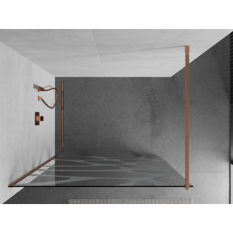 Mexen Kioto Walk-in sprchová stena 120x200, biely vzor, kefa. meď 800-120-101-65-97