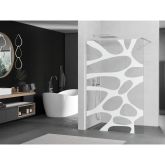 Mexen Kioto Walk-in sprchová stena 90x200, biely vzor, kefa. nikel 800-090-101-97-97
