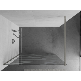 Mexen Kioto Walk-in sprchová stena 90x200, biely vzor, kefa. nikel 800-090-101-97-97