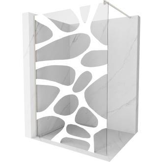 Mexen Kioto Walk-in sprchová stena 120x200, biely vzor, brúsený nikel 800-120-101-97-97