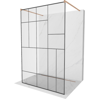 Mexen Kyoto voľne stojaca sprchová stena 120 x 200 cm, čierny vzor 8 mm, kartáčovaná meď - 800-120-002-65-78