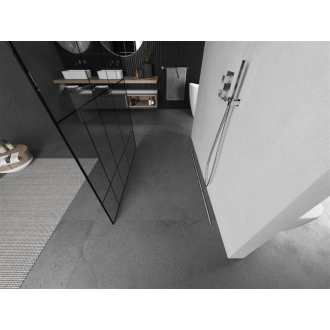 Mexen Kyoto voľne stojaca sprchová stena 130 x 200 cm, čierny vzor 8 mm, kartáčovaný nikel - 800-130-002-97-78