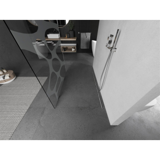 Mexen Kyoto voľne stojaca sprchová stena 130 x 200 cm, biely vzor 8 mm, kartáčovaný nikel - 800-130-002-97-97
