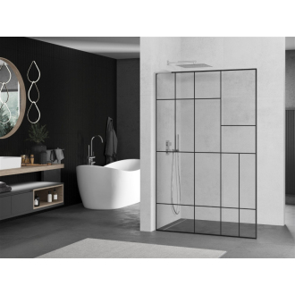 Mexen Kyoto L Walk-in sprchová stena 120 x 200 cm, čierny vzor, chróm - 800-120-103-01-78