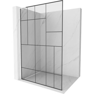 Mexen Kyoto L Walk-in sprchová stena 120 x 200 cm, čierny vzor, biela - 800-120-103-20-78