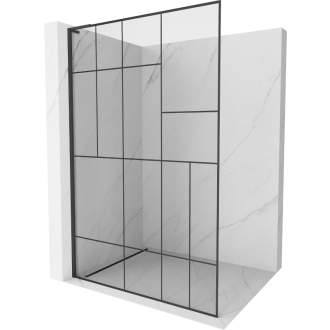 Mexen Kyoto L Walk-in sprchová stena 110 x 200 cm, čierny vzor, čierna - 800-110-103-70-78