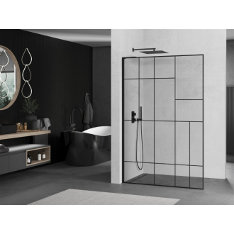 Mexen Kyoto L Walk-in sprchová stena 110 x 200 cm, čierny vzor, čierna - 800-110-103-70-78