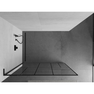 Mexen Kyoto L Walk-in sprchová stena 110 x 200 cm, čierny vzor, čierna - 800-110-103-70-78