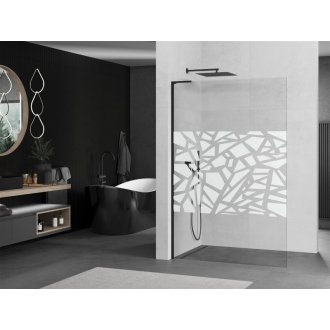 Mexen Kyoto L Walk-in sprchová stena 90 x 200 cm, biely vzor, čierna - 800-090-103-70-85
