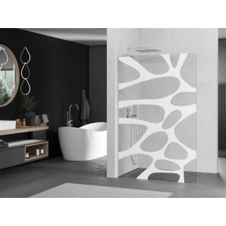 Mexen Kyoto L Walk-in sprchová stena 120 x 200 cm, biely vzor, chróm - 800-120-103-01-97