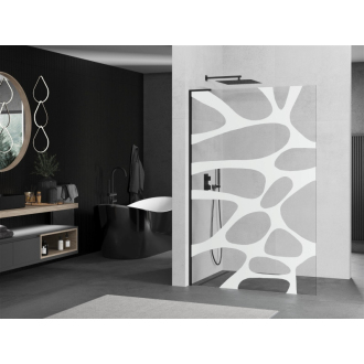 Mexen Kyoto L Walk-in sprchová stena 90 x 200 cm, biely vzor, čierna - 800-090-103-70-97