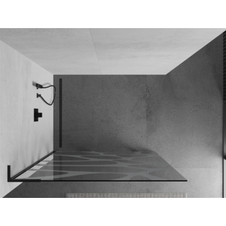 Mexen Kyoto L Walk-in sprchová stena 90 x 200 cm, biely vzor, čierna - 800-090-103-70-97