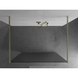 Mexen Kyoto voľne stojaca sprchová stena 120 x 200 cm, pruhy 8 mm, brúsené zlato - 800-120-002-55-09
