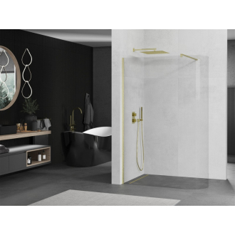 Mexen Kyoto zaoblená sprchová stena Walk-in 80 x 200 cm, transparentná 8 mm, brúsené zlato - 800-080-101-55-06