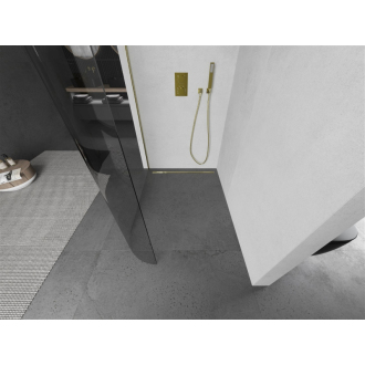 Mexen Kyoto zaoblená sprchová stena Walk-in 90 x 200 cm, 8 mm transparentné, brúsené zlato - 800-090-101-55-06