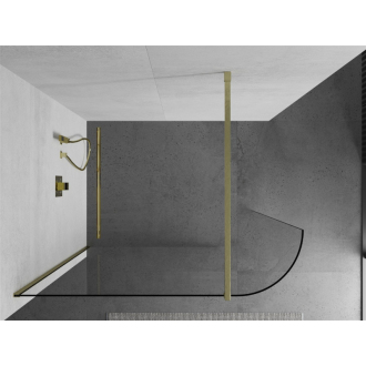 Mexen Kyoto zaoblená sprchová stena Walk-in 90 x 200 cm, 8 mm transparentné, brúsené zlato - 800-090-101-55-06