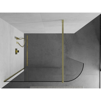 Mexen Kyoto zaoblená sprchová stena Walk-in 160 x 200 cm, 8 mm transparentné, brúsené zlato - 800-160-101-55-06