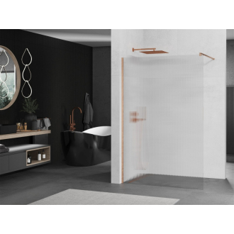 Mexen Kyoto Walk-in sprchová stena 70 x 200 cm, 8 mm pruhy, kartáčovaná meď - 800-070-101-65-09