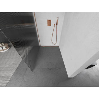 Mexen Kyoto Walk-in sprchová stena 70 x 200 cm, 8 mm pruhy, kartáčovaná meď - 800-070-101-65-09