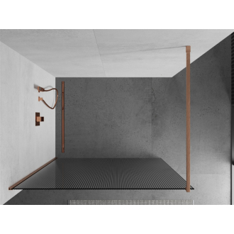Mexen Kyoto Walk-in sprchová stena 110 x 200 cm, 8 mm pruhy, kartáčovaná meď - 800-110-101-65-09