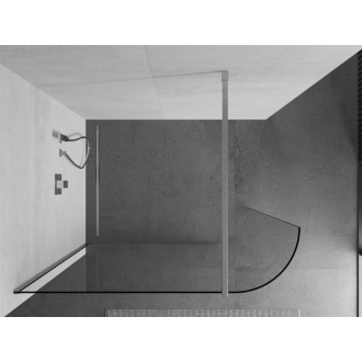 Mexen Kyoto zaoblená sprchová stena Walk-in 120 x 200 cm, transparentná 8 mm, kartáčovaný nikel - 800-120-101-97-06