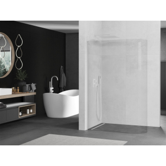 Mexen Kyoto L zaoblená Walk-in sprchová stena 90 x 200 cm, transparentná, biela - 800-090-103-20-06