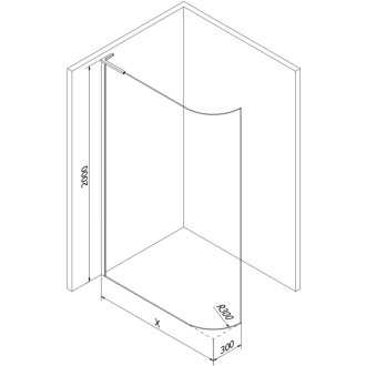 Mexen Kyoto L zaoblená Walk-in sprchová stena 90 x 200 cm, transparentná, biela - 800-090-103-20-06