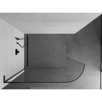Mexen Kyoto L zaoblená Walk-in sprchová stena 90 x 200 cm, transparentná, čierna - 800-090-103-70-06