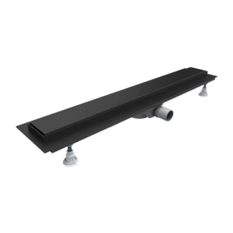Omnires LOWFIX Lineárny sprchový odtok s pevnou mriežkou, 90cm, čierna LOWFIX90GBL