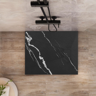 REA Magnus Carrara sprchová vanička 90x90 čierna REA-K7008