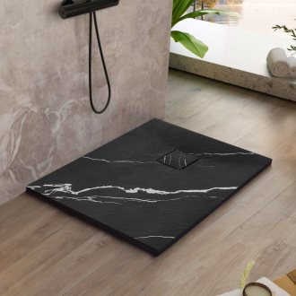 REA Magnus Carrara sprchová vanička 90x90 čierna REA-K7008