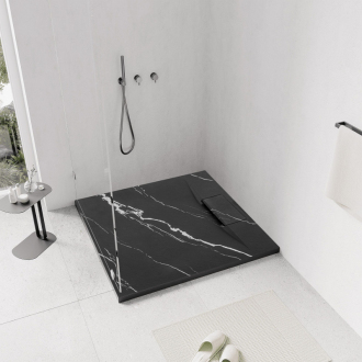 REA Bazalt Carrara sprchová vanička 90x90 čierna REA-K7003