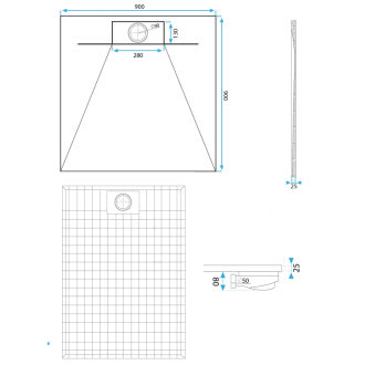 REA Bazalt Carrara sprchová vanička 90x90 čierna REA-K7003