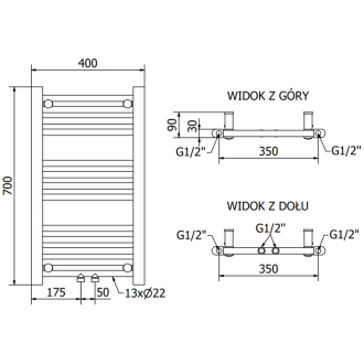 Mexen Mars elektrický radiátor 700 x 400 mm, 300 W, chróm - W110-0700-400-2300-01
